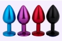 Elmas Taşlı Metal Anal Plug Siyah Renk Orta Boy